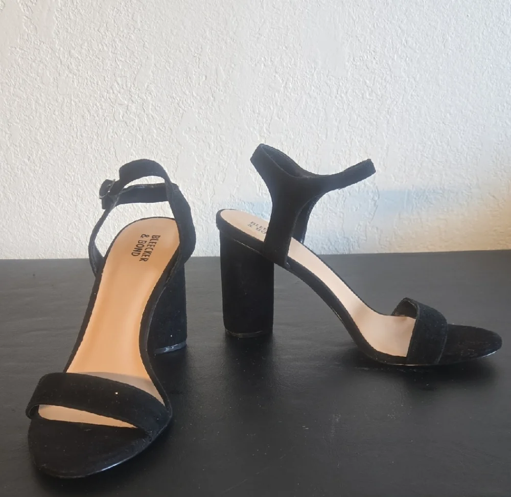 Chic Black Suede Heels - Picture 1 of 9